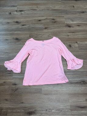 Lilly Pulitzer Light Pink Ruffle-Sleeve Scoop Neck Top